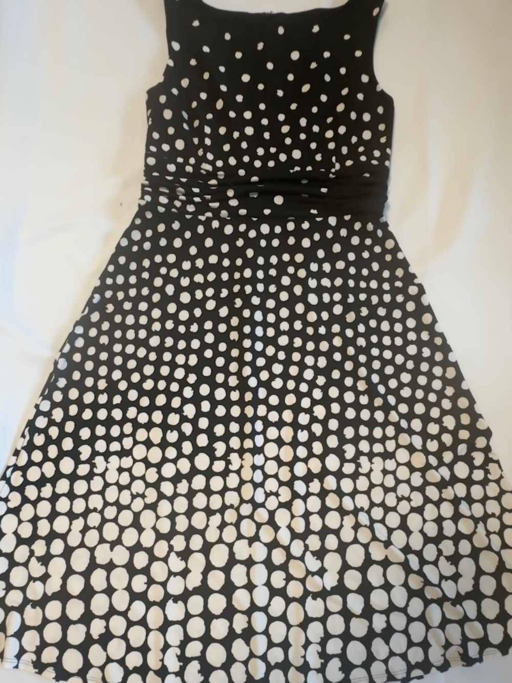 Christopher & Banks Black White Polka Dot Midi Dress Size 16 Fit & Flare